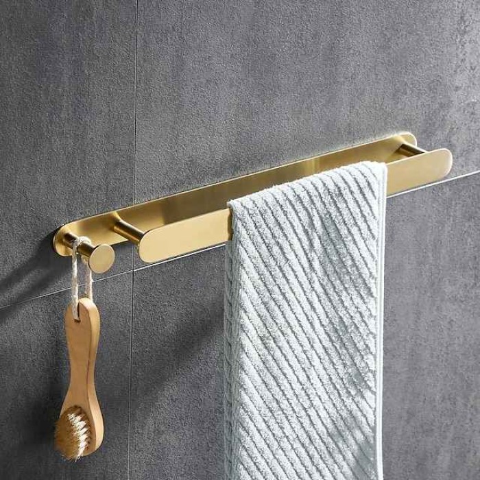 Golden Bathroom Hardware Sets,Wall Mounted Stainless Steel Towel Bar/Toilet Paper Holder/Toilet Brush Holder Multilayer,New Design Multifunction Contemporary