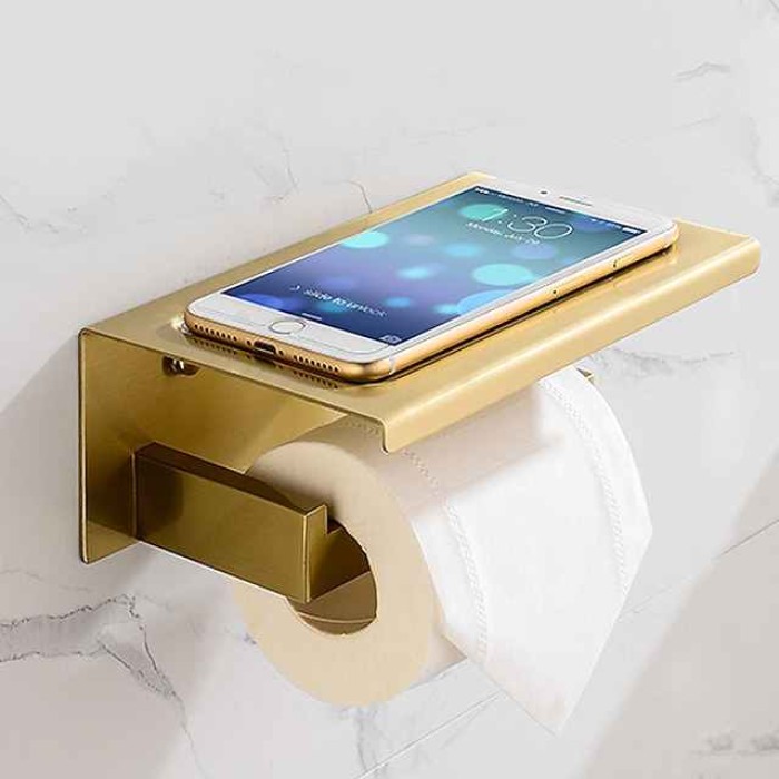 Golden Bathroom Hardware Sets,Wall Mounted Stainless Steel Towel Bar/Toilet Paper Holder/Toilet Brush Holder Multilayer,New Design Multifunction Contemporary