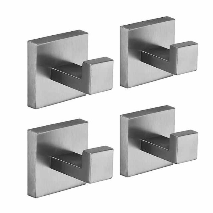 Multifunction Robe Hook, Modern Style, 304 Stainless Steel, 4-Finish Black, Chrome, Brushed, Gold- for Bathroom and Bedroom Wall Mounted