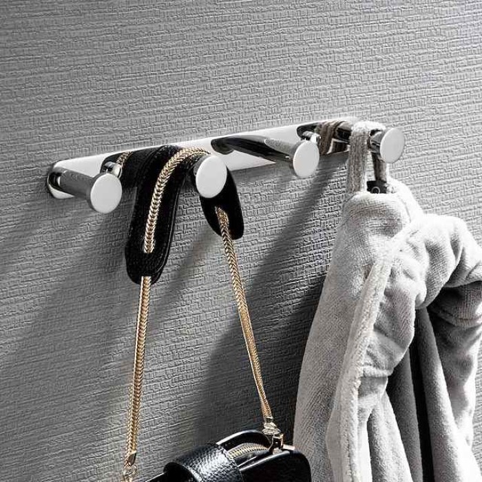 Multifunction Robe Hook, Modern Style, 304 Stainless Steel, 4-Finish Black, Chrome, Brushed, Gold- for Bathroom and Bedroom Wall Mounted