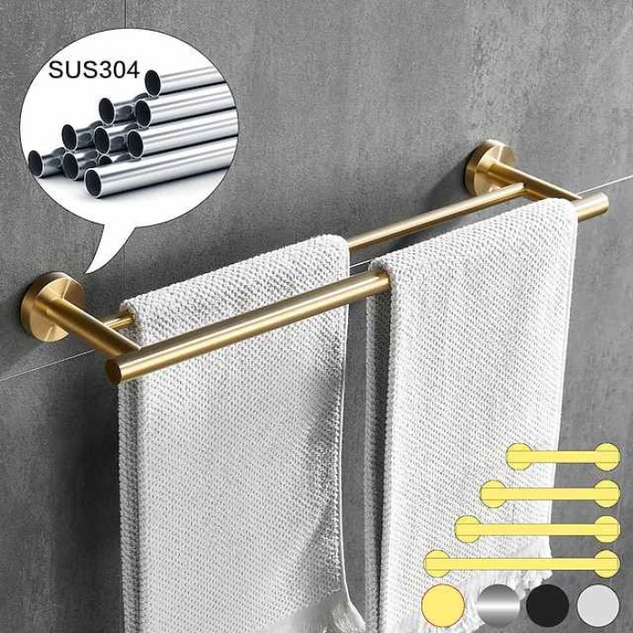 Towel Rack for Bathroom,Wall Mounted Stainless Steel Towel Bar 2-tier Bathroom Hardware(Golden/Chrome/Black/Brushed Nickel)