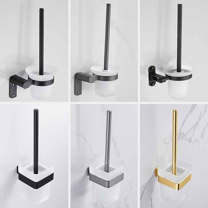 Toilet Brush with Holder,Wall Mounted Stainless Steel 304 Rubber Painted Toilet Bowl Brush and Holder for Bathroom