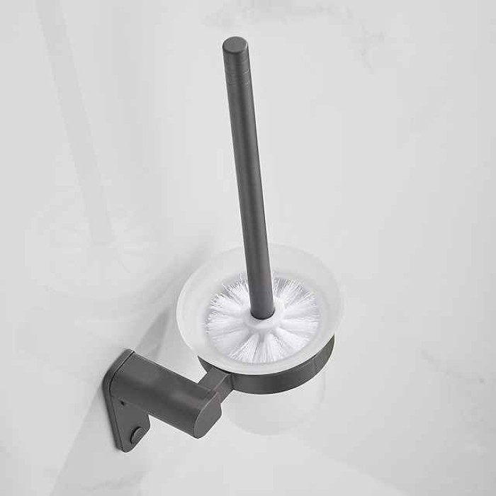 Toilet Brush with Holder,Wall Mounted Stainless Steel 304 Rubber Painted Toilet Bowl Brush and Holder for Bathroom