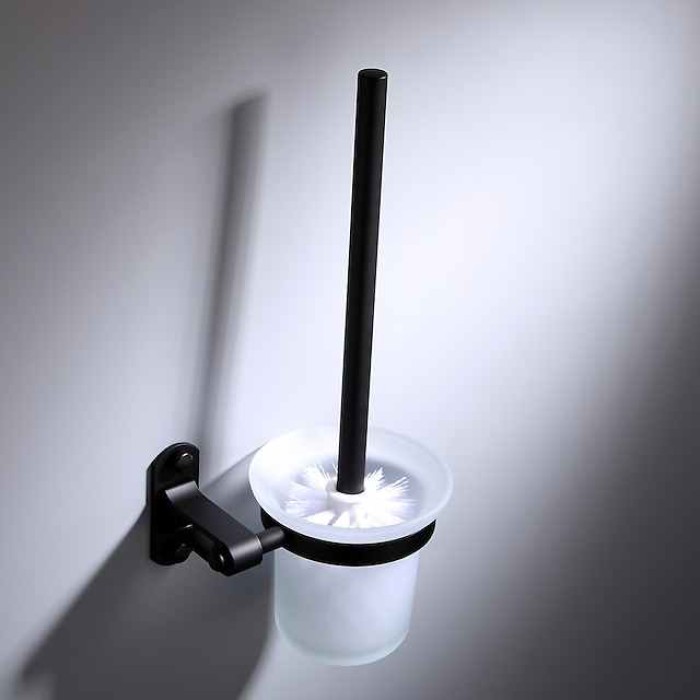 Toilet Brush with Holder,Wall Mounted Stainless Steel 304 Rubber Painted Toilet Bowl Brush and Holder for Bathroom