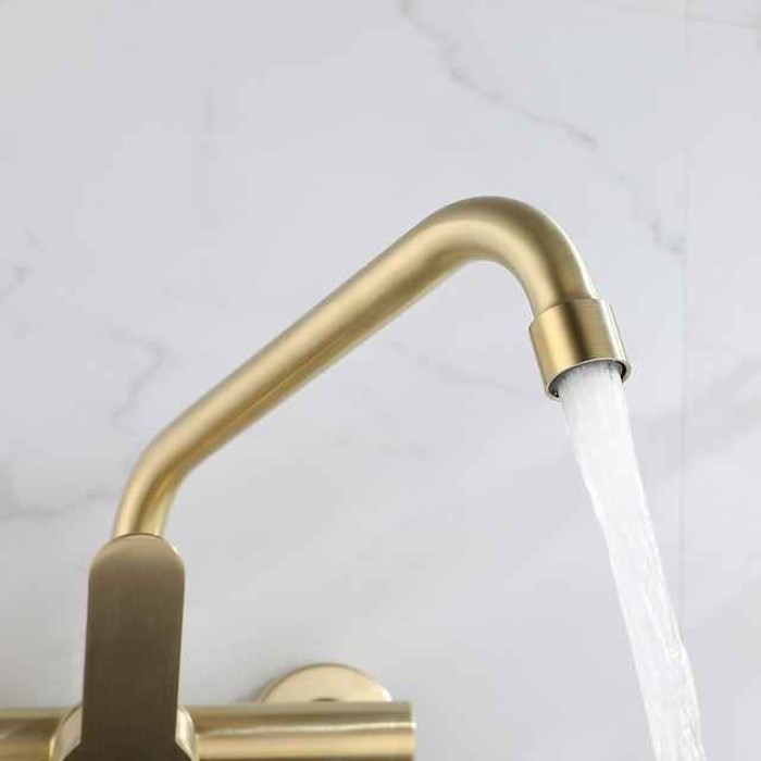 Kitchen faucet - Single Handle Two Holes Brushed Gold Pot Filler Wall Mounted Contemporary Kitchen Taps