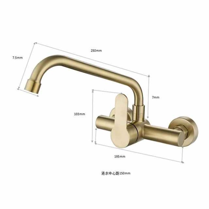 Kitchen faucet - Single Handle Two Holes Brushed Gold Pot Filler Wall Mounted Contemporary Kitchen Taps