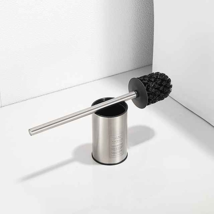 Toilet Brush with Holder,Floor Standing Stainless Steel 304 Rubber Painted Toilet Bowl Brush and Holder for Bathroom