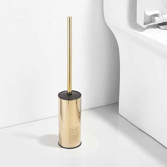 Toilet Brush with Holder,Floor Standing Stainless Steel 304 Rubber Painted Toilet Bowl Brush and Holder for Bathroom