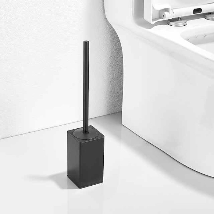 Toilet Brush with Holder,Floor Standing Stainless Steel 304 Rubber Painted Toilet Bowl Brush and Holder for Bathroom