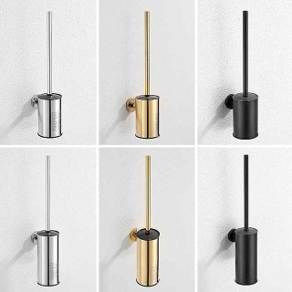 Toilet Brush with Holder,Round Stainless Steel 304 Rubber Painted Toilet Bowl Brush and Holder for Bathroom