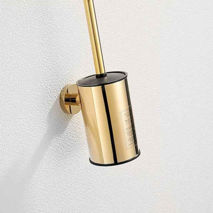 Toilet Brush with Holder,Round Stainless Steel 304 Rubber Painted Toilet Bowl Brush and Holder for Bathroom