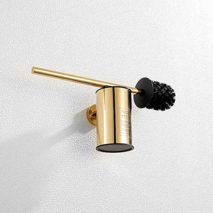 Toilet Brush with Holder,Round Stainless Steel 304 Rubber Painted Toilet Bowl Brush and Holder for Bathroom