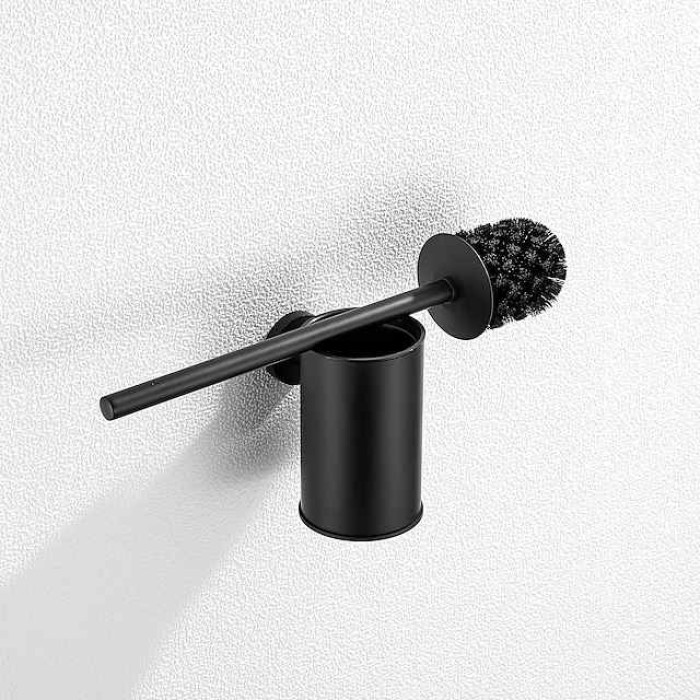 Toilet Brush with Holder,Round Stainless Steel 304 Rubber Painted Toilet Bowl Brush and Holder for Bathroom