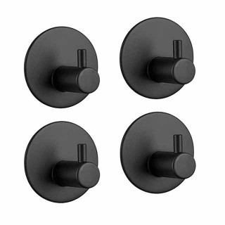 Wall Hooks 4 Pieces Self-adhesive Durable 304 Stainless Steel Wall Hangers Waterproof Rustproof for Kitchen Bathrooms 3M