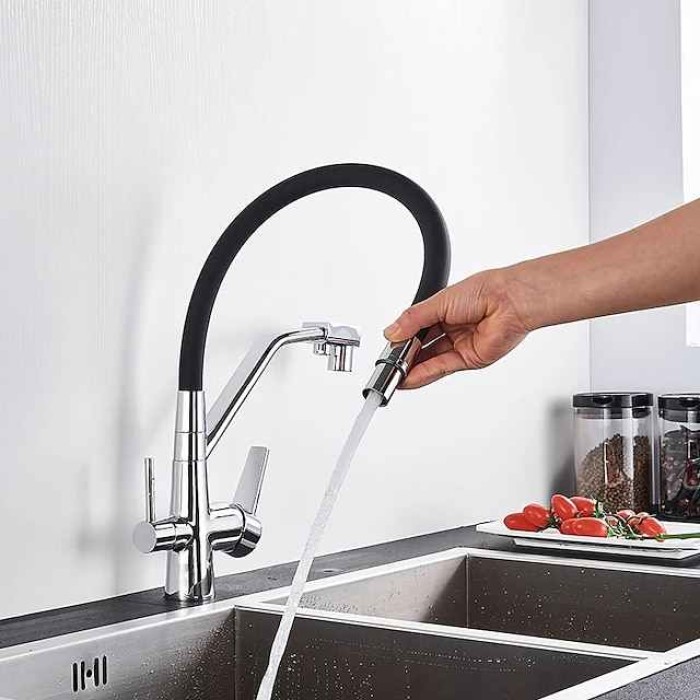 Kitchen faucet - Two Handles Two Holes Chrome / Oil-rubbed Bronze / Brushed Pull-out / &shy;Pull-down Centerset Antique Kitchen Taps