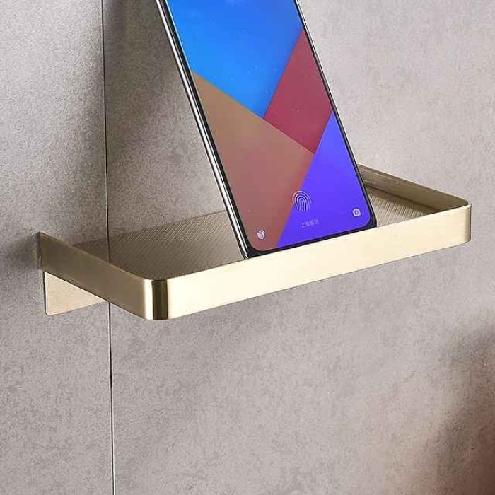 Bathroom Shelf Wall Mounted Storage Shelf,Stainless Steel Tray for Storing Mobilephones, Toilet Paper(Black/Chrome/Golden)