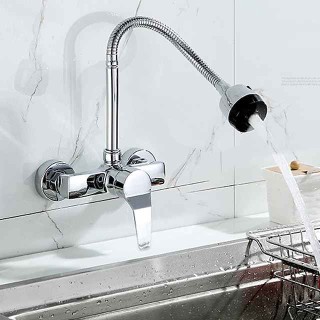 Kitchen Faucet - Single Handle One Hole Chrome Standard Spout Centerset Contemporary Kitchen Taps