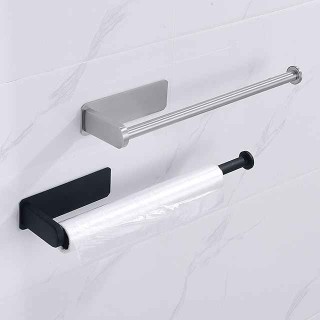 Self-adhesive Towel Holder,Toilet Paper Holder Wall Mounted,Stainless Steel Toilet Paper Roll Holder, Tissue Roll(Black/Chrome)