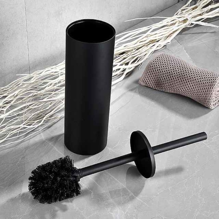 Toilet Brush with Holder,Round Stainless Steel 304 Rubber Painted Toilet Bowl Brush and Holder for Bathroom