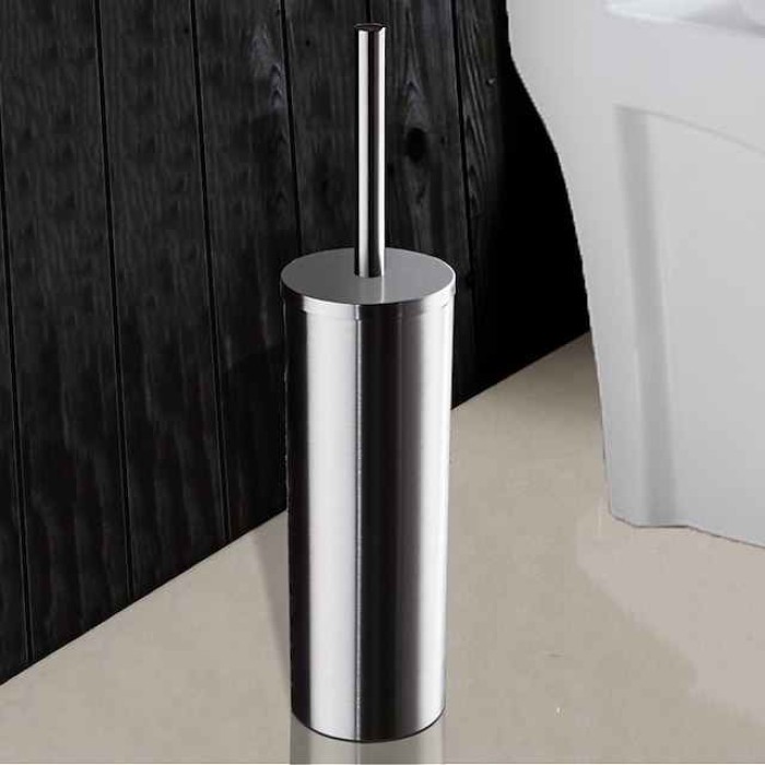 Toilet Brush with Holder,Round Stainless Steel 304 Rubber Painted Toilet Bowl Brush and Holder for Bathroom