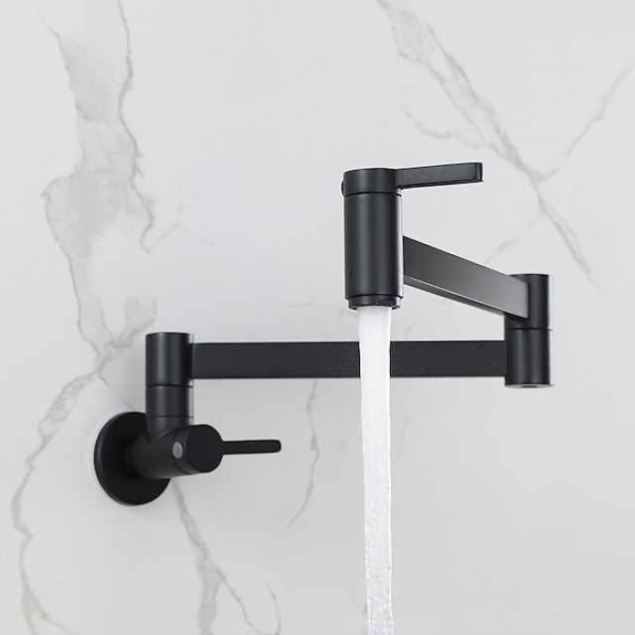 Kitchen Faucet,Wall Mounted Pot Filler Two Handles One Hole Contemporary Kitchen Taps