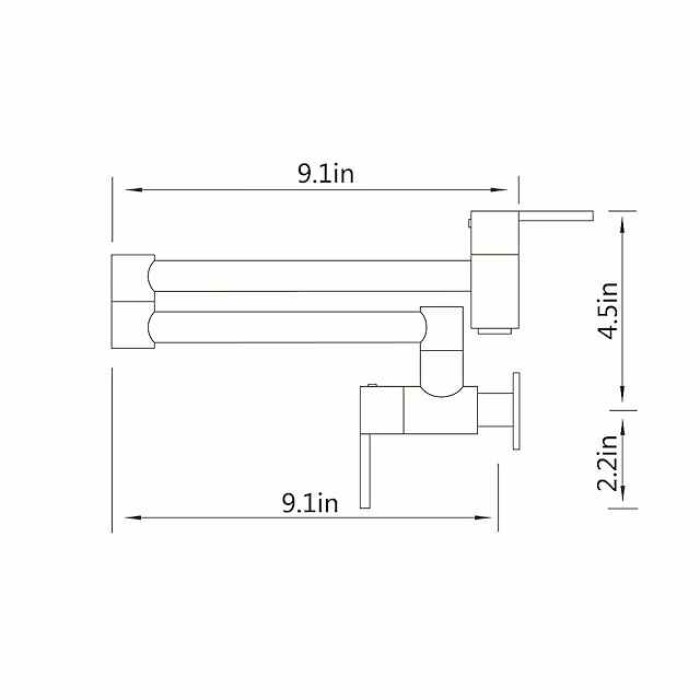 Kitchen Faucet,Wall Mounted Pot Filler Two Handles One Hole Contemporary Kitchen Taps