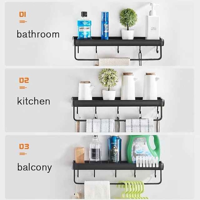 Bathroom Shelf Shower Wall Mount Shampoo Storage Holder No Drilling Kitchen Storage Bathroom Accessories Shelves Stand Holder