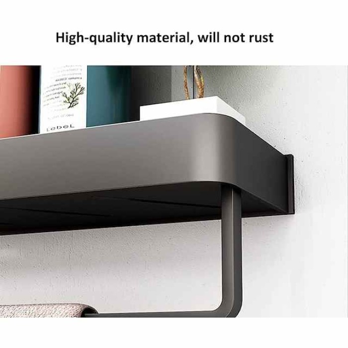 Bathroom Shelves Wall Mounted Black Storage Organizer Rack Bathroom Kitchen Bathroom Hardware Pendant Bathroom Shelf Space Aluminum Shower Rack Corner Shelf Square Bath Shower Shelf