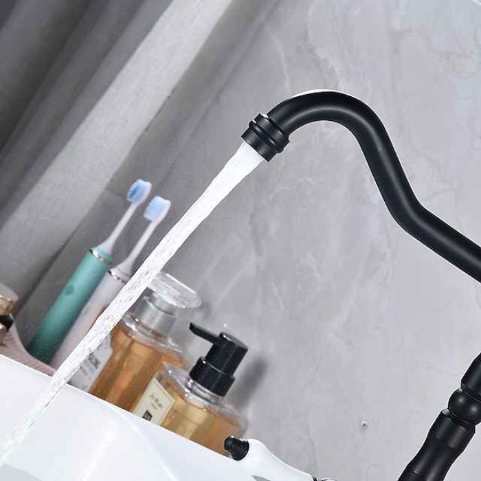 Kitchen Faucet,Two Handles One Hole Antique Brass / Electroplated / Painted Finishes Standard Spout Centerset Antique Kitchen Taps