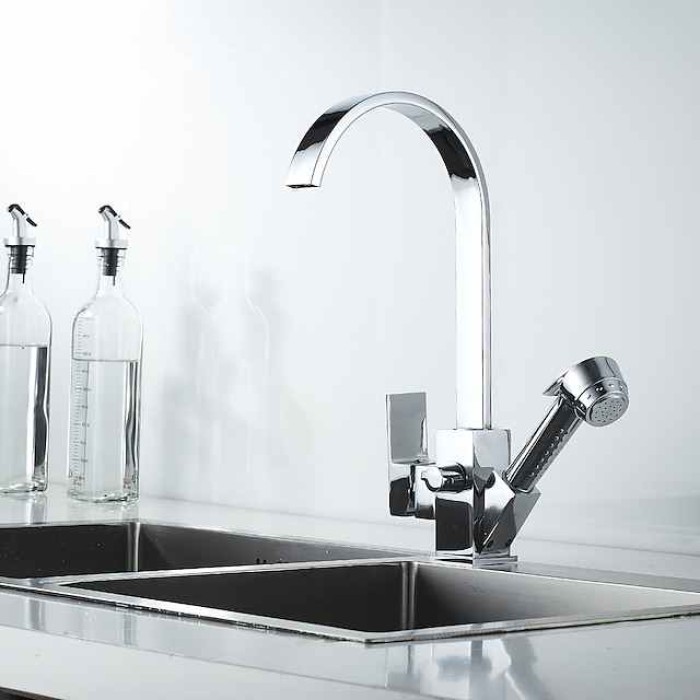 Kitchen Faucet - Single Handle Two Holes Electroplated Pull-Out / &Shy;Pull-Down / Standard Spout / Tall / &Shy;High Arc Centerset Contemporary Kitchen Taps