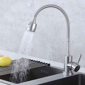 304 Stainless Steel Cold and Hot Water Kitchen Faucet Kitchen Mixers Kitchen Sink Tap 360 Degree Swivel Flexible Hose Basin Faucet