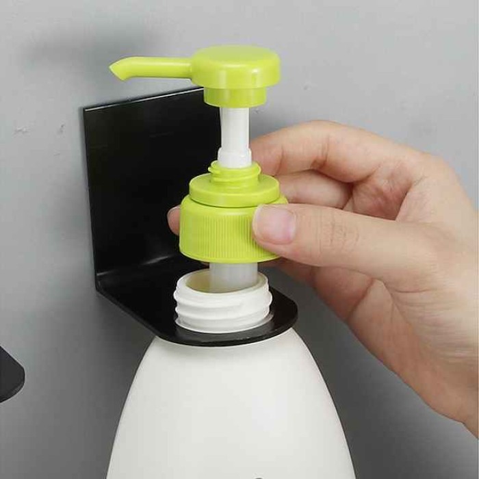 2 Pieces Bottle Holder Durable Stainless Steel Bottle Hanger Stand Traceless Metal Hook Free of Punch Wall Mounted Soap Bottle Holder