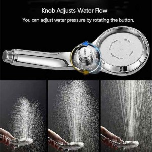 High Pressure Shower Head with Stop Button Water Pressure Adjustable Exquisite Spray Saving Large Panel ABS Shower Spray Nozzle Handhold Shower head Water Saving Stepless Adjustable Button Rotating