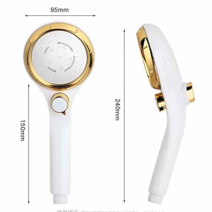 High Pressure Shower Head with Stop Button Water Pressure Adjustable Exquisite Spray Saving Large Panel ABS Shower Spray Nozzle Handhold Shower head Water Saving Stepless Adjustable Button Rotating