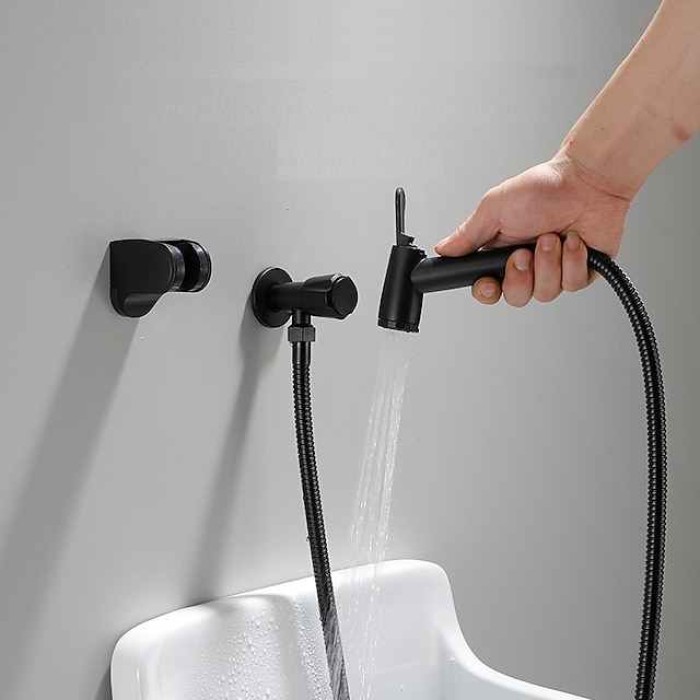 304 Stainless Steel ABS Hand-held Bidet Simple Black Shower Sprayer Wash Butt Hand Wash Black Toilet Companion Spray Gun