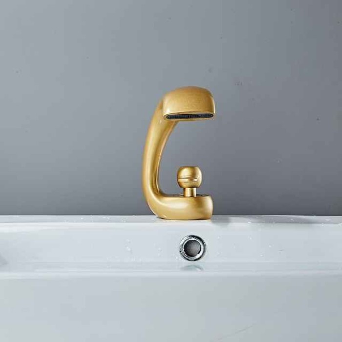 Bathroom Sink Faucet - Waterfall Chrome / Oil-rubbed Bronze / Brushed Centerset Single Handle One HoleBath Taps