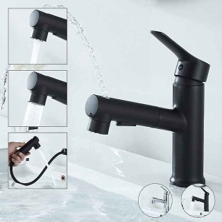 Bathroom Sink Faucet Pull out / Pullout Spray Electroplated / Painted Finishes Centerset Single Handle One HoleBath Taps