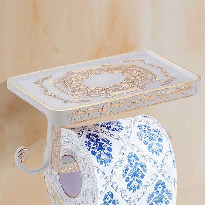 Retro Toilet Paper Holder Mobile Phone Storage Shelf Holder Wall Mounted Rack Toiletpaper holder Bathroom Decor Organization and Storage Toilet Paper Holder Toilet Paper Holder Stand