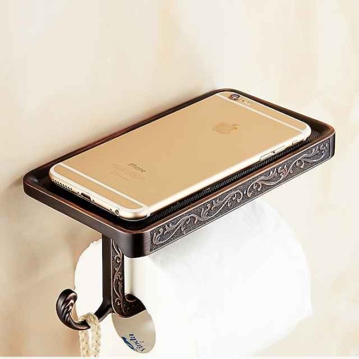 Retro Toilet Paper Holder Mobile Phone Storage Shelf Holder Wall Mounted Rack Toiletpaper holder Bathroom Decor Organization and Storage Toilet Paper Holder Toilet Paper Holder Stand