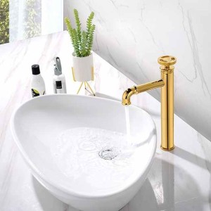 Bathroom Sink Faucet,Single Handle Tall Vessel Sink Black/Gold Vanity Bathroom Faucet Basin Mixer Tap Brass Body