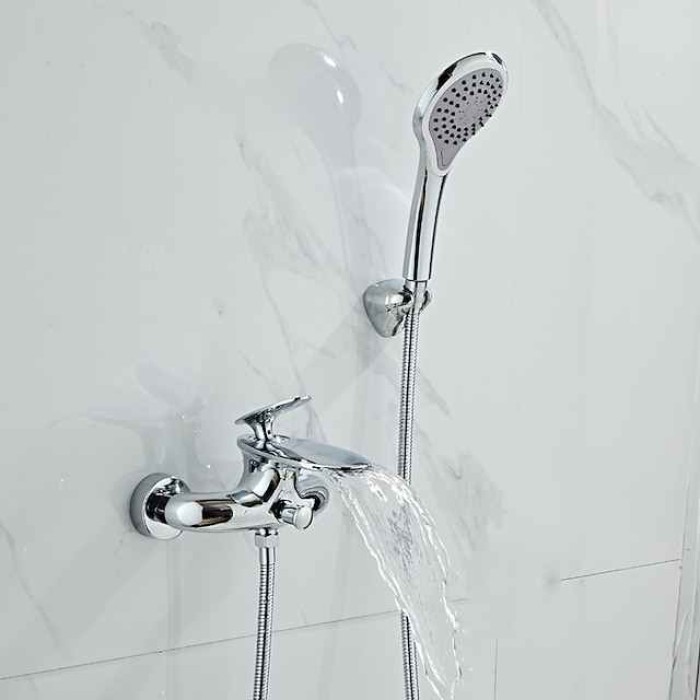 Bathtub Faucet - Modern Contemporary Painted Finishes Wall Installation Ceramic Valve Bath Shower Mixer Taps