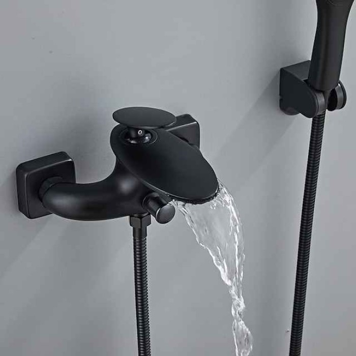 Bathtub Faucet - Modern Contemporary Painted Finishes Wall Installation Ceramic Valve Bath Shower Mixer Taps