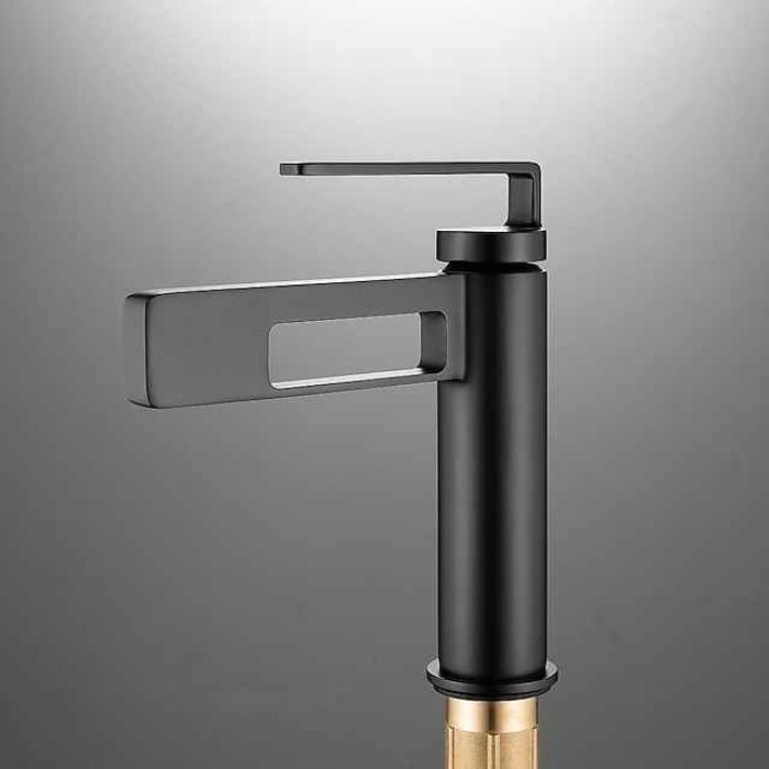 Bathroom Sink Faucet,Black Bathroom Faucet,Brass Single Handle One Hole Gun Shape Bath Taps(Black/Grey/Chrome/Golden)