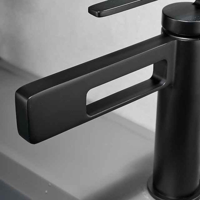 Bathroom Sink Faucet,Black Bathroom Faucet,Brass Single Handle One Hole Gun Shape Bath Taps(Black/Grey/Chrome/Golden)