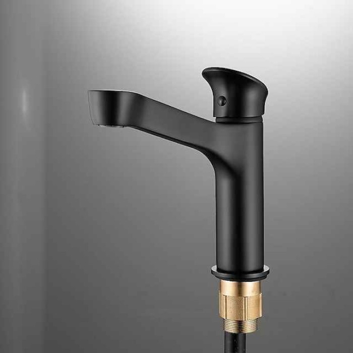 Bathroom Sink Faucet,Black Bathroom Faucet,Brass Single Handle One Hole Bath Taps(Black/Grey/Chrome/Golden)