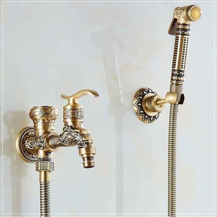 Bathroom Bidet Shower Sprayer Brass Toilet Douche Hygienic Cleaning Head Set Tap