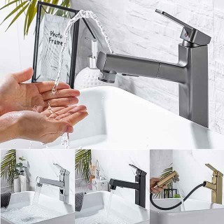 Bathroom Sink Faucet - Pull out / Pullout Spray Electroplated Centerset Single Handle One HoleBath Taps