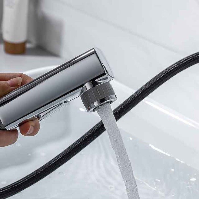 Bathroom Sink Faucet - Pull out / Pullout Spray Electroplated Centerset Single Handle One HoleBath Taps