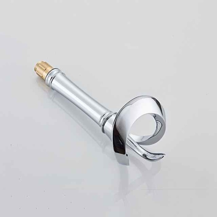 Black Bathroom Sink Mixer Faucet Waterfall Spout, Brass Basin Taps Single Handle One Hole Vessel Bathroom Tap with Hot and Cold Switch Golden Grey Chrome