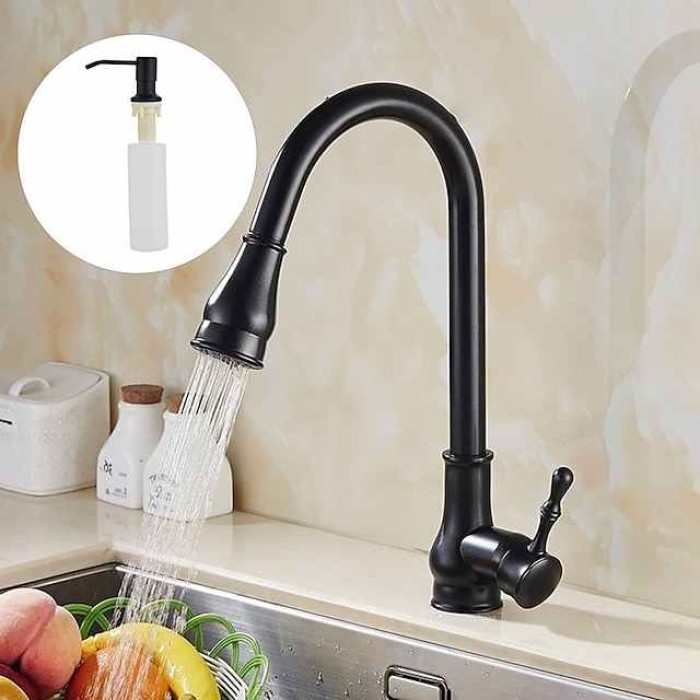 Kitchen Faucet with Sprayer,Brass 2-Function Outlet Single Handle One Hole Electroplated Pull-out Kitchen Taps